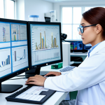 **

A professional engineer in a clean, modern laboratory, fully clothed in appropriate attire. She is analyzing data on a computer screen with complex graphs and charts. The lab contains scientific equipment and is brightly lit. Safe for work, perfect anatomy, natural proportions, professional, appropriate content.

**