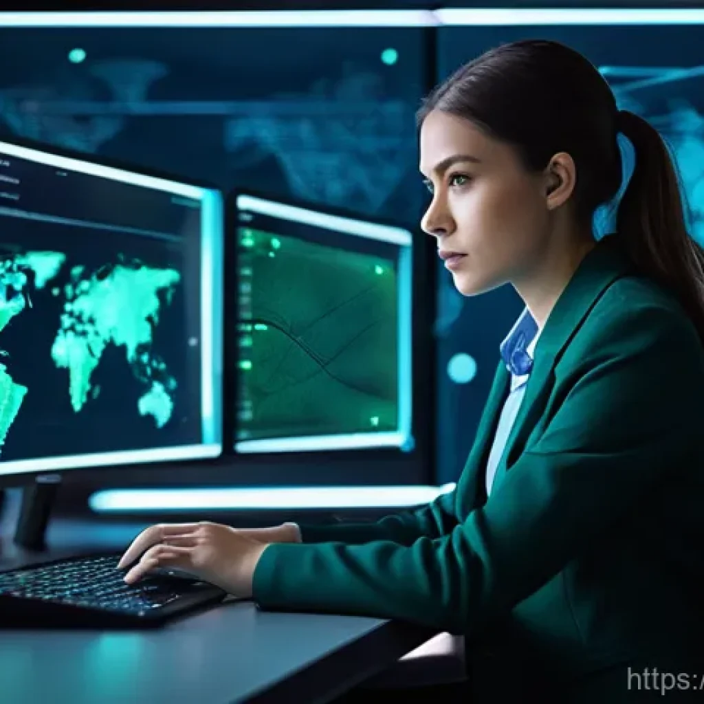 디지털 포렌식 및 분석 - **Prompt:** A focused digital forensic investigator, gender-neutral, in their early 30s, wearing sma...